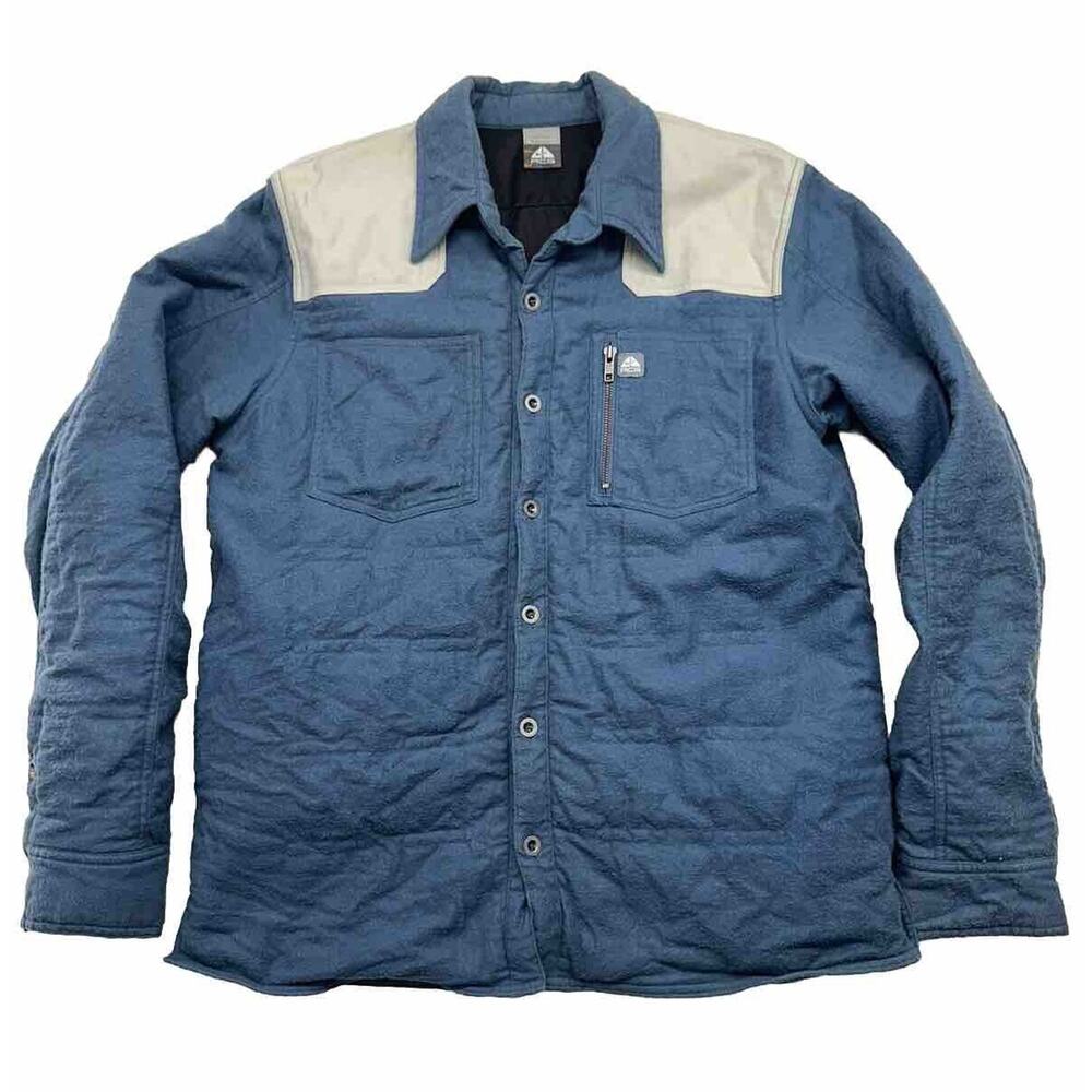 Nike ACG Jacket Mens Large Blue White Zipper Pocket‎ Button Up Lined *Flaws*